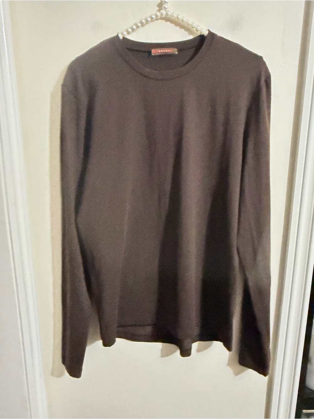 Vintage Prada Men's Long-Sleeve Crewneck Shirt - Brown
